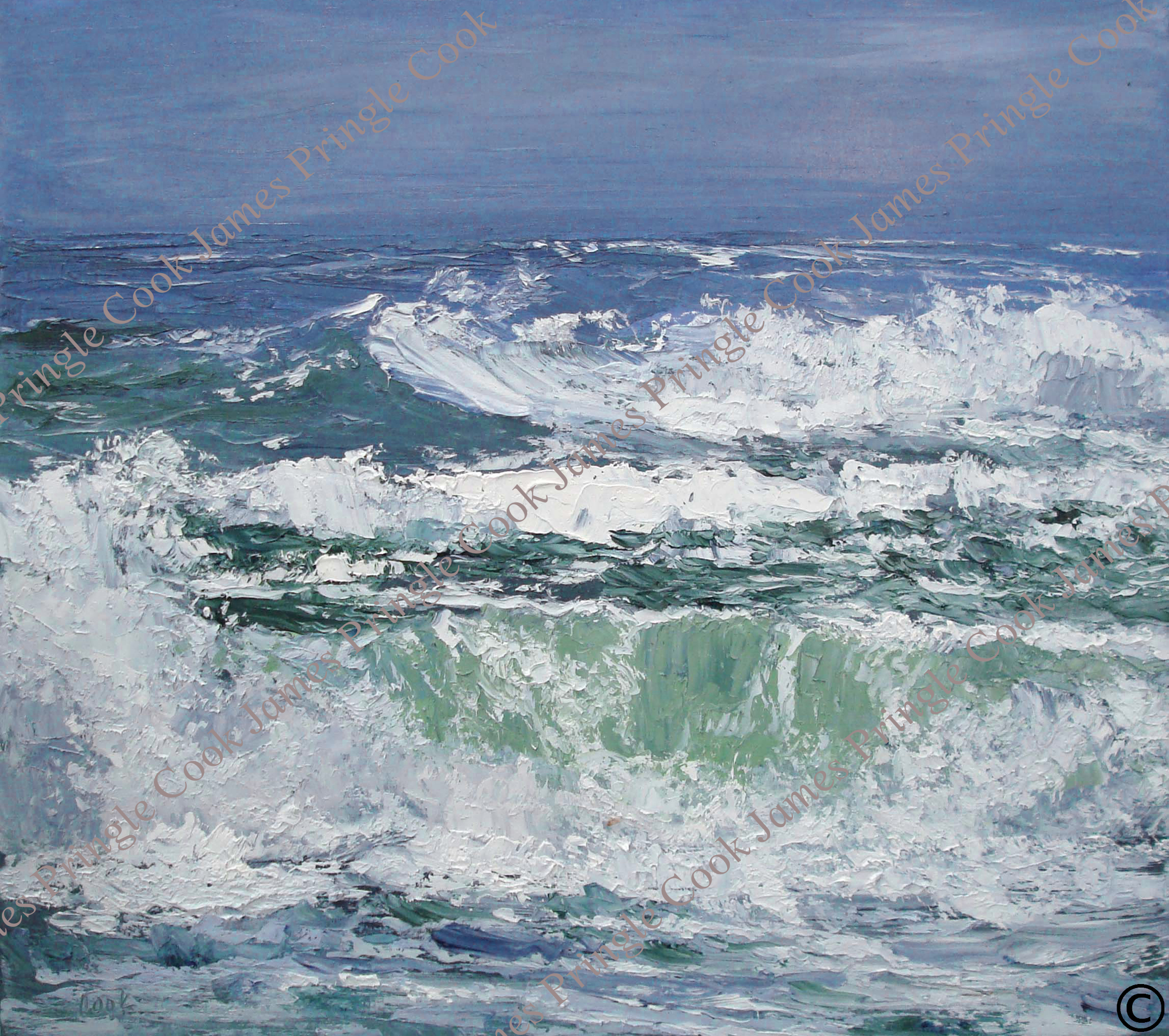 James Pringle Cook oil painting of ocean waves