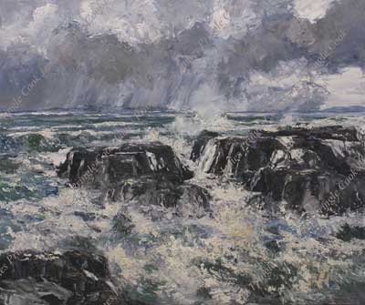 James Pringle Cook oil painting of storm off Two Lights