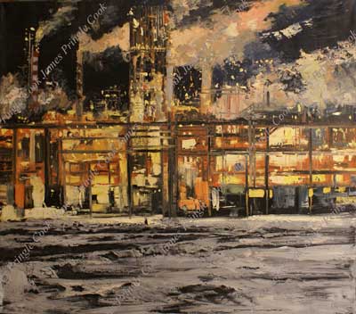 James Pringle Cook oil painting of energy plant