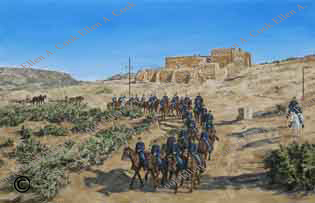 Ellen A. Cook oil painting of Ft. Bowie calvary